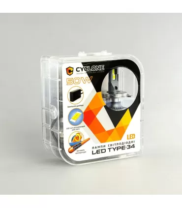 LED лампа CYCLONE H4 H/L 5500K type 34
