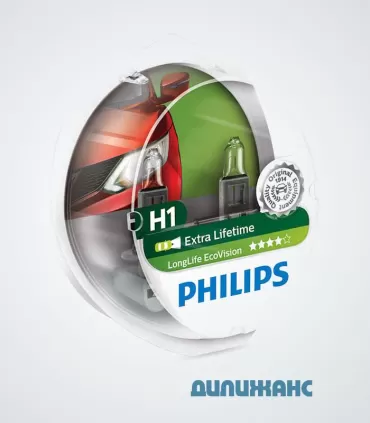 Галогенные лампы Philips LongLife EcoVision H1 12V 55W