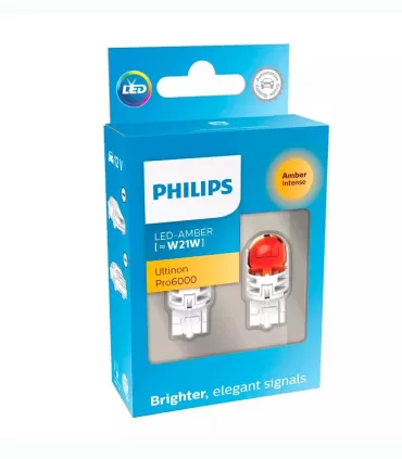Philips LED Amber Ultinon Pro6000 W21W 12V WX3x16d (11065AU60X2)